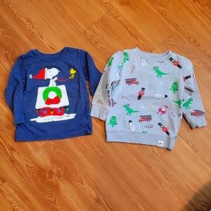 Lot of 2 Boy's Size 3T Christmas Longsleeve Shirts